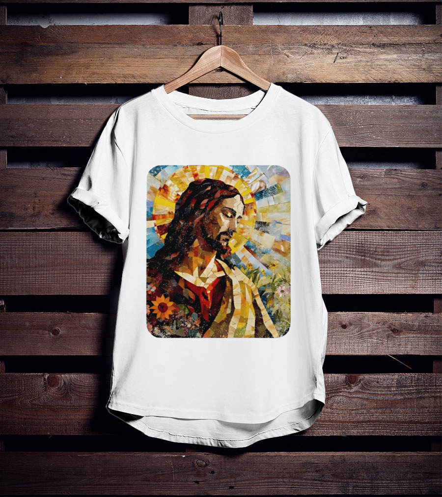 Jesus Christ Mosaic Sunflower Christian Religious T-Shirt