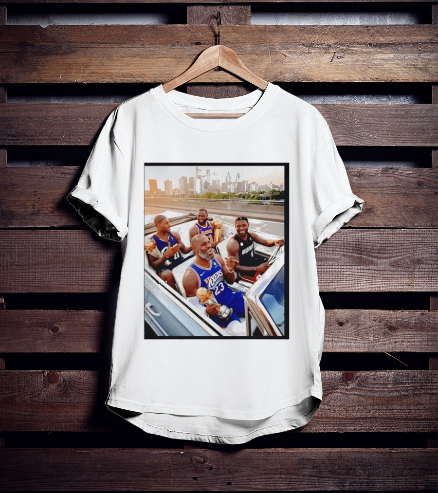 Lebron James Lakers Cavaliers Heat Champions Trophies Parade T-Shirt