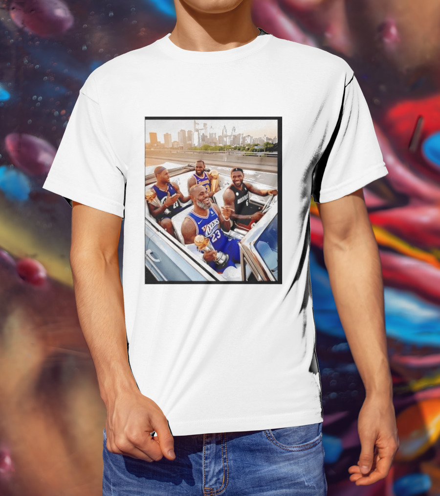 Lebron James Lakers Cavaliers Heat Champions Trophies Parade T-Shirt