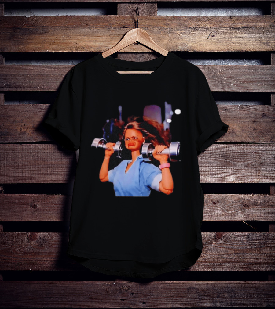 Barbie Lifting Weights Gym Meme Motivational Fitness Humor T-Shirt