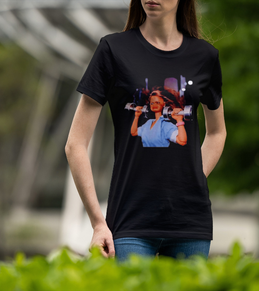Barbie Lifting Weights Gym Meme Motivational Fitness Humor T-Shirt