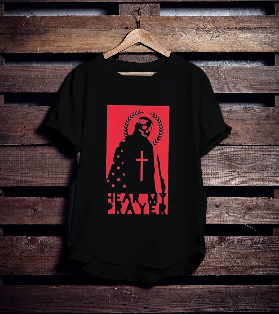 Hear My Prayer Skull Reaper Cross Halo Laural Wreath T-Shirt
