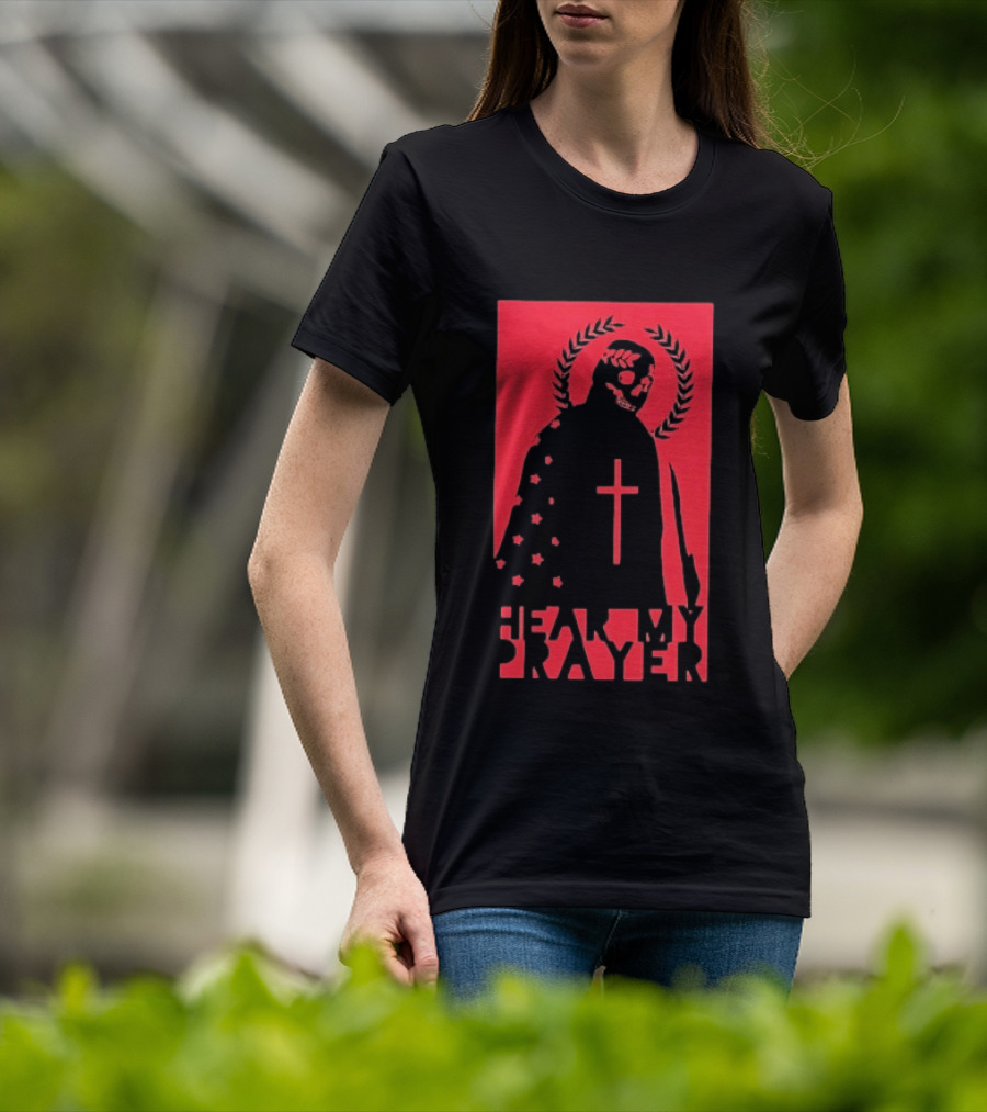 Hear My Prayer Skull Reaper Cross Halo Laural Wreath T-Shirt