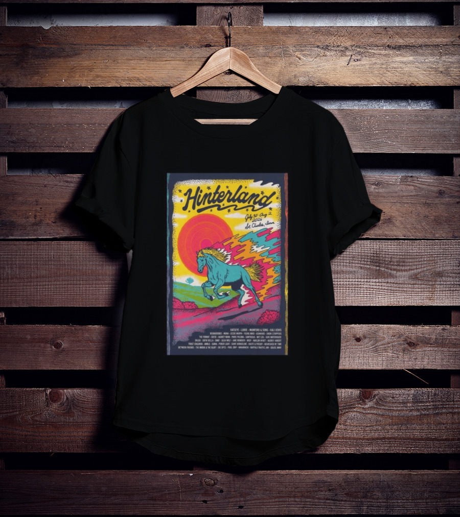 Hinterland Music Festival 2026 St. Charles Iowa July 30 August 2 Lineup Kaleidoscopic Horse T-Shirt