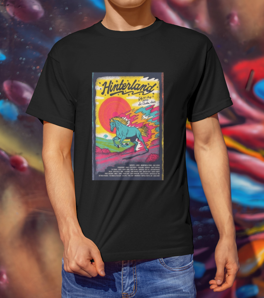 Hinterland Music Festival 2026 St. Charles Iowa July 30 August 2 Lineup Kaleidoscopic Horse T-Shirt