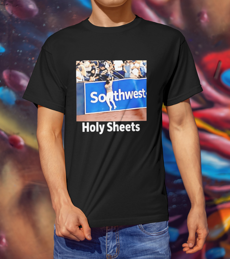 Southwest Holy Sheets Baseball Meme Fan Reaching Catch T-Shirt