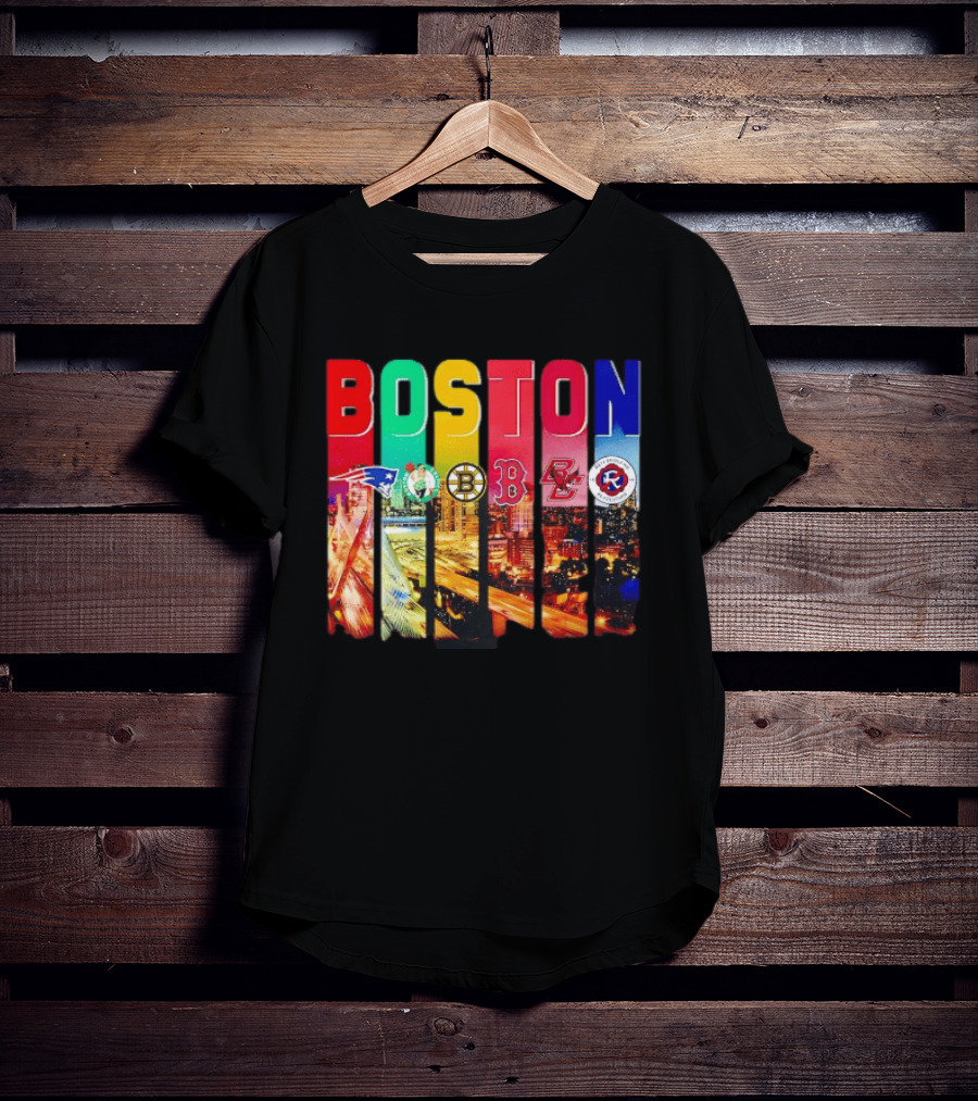 Boston Sports Patriots Celtics Bruins Red Sox BC Revolution Team Logos T-Shirt