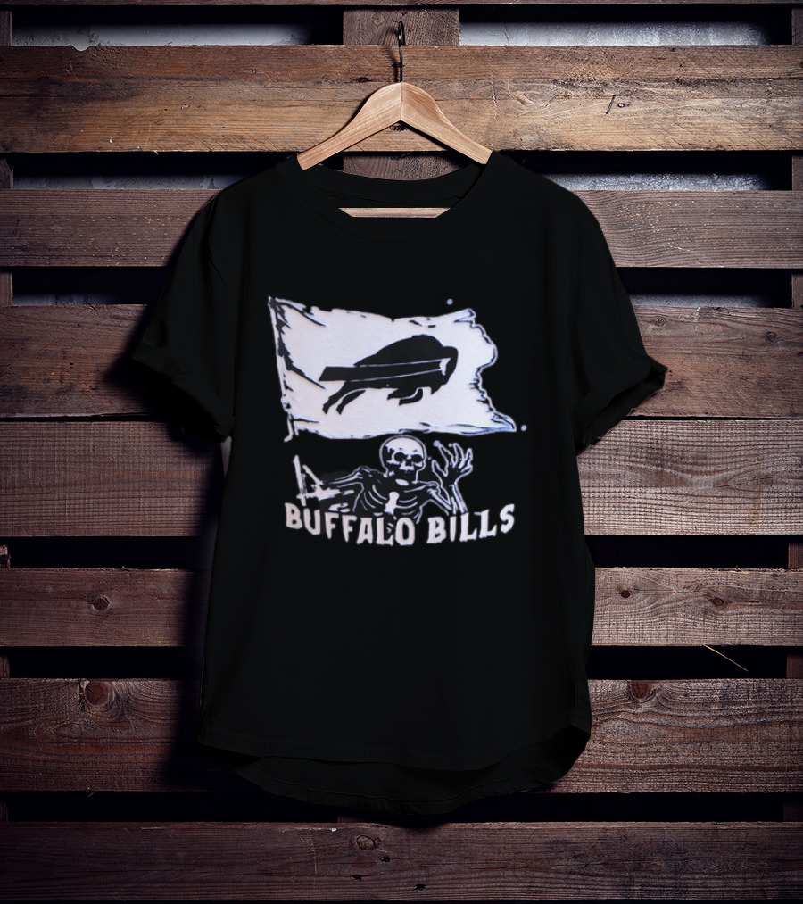 Buffalo Bills Skeleton Flag Football NFL Team Spirit T-Shirt