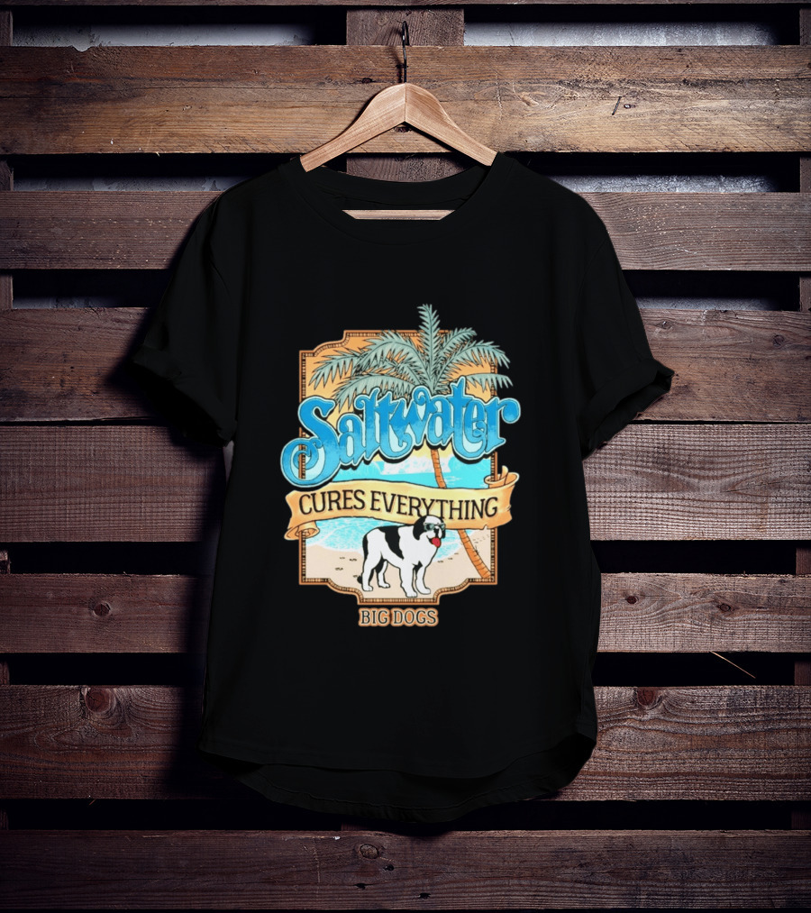 Saltwater Cures Everything Big Dogs Palm Beach Scene T-Shirt