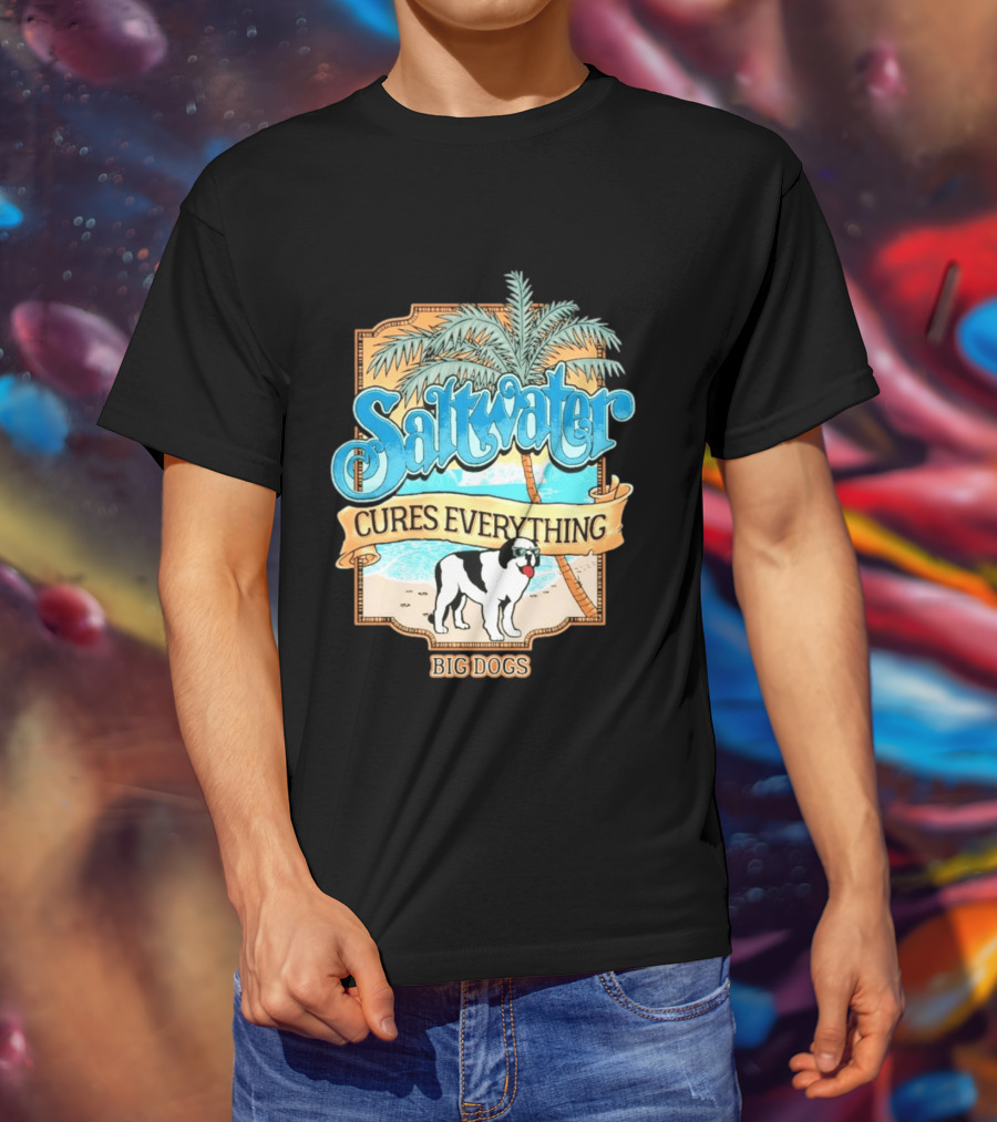 Saltwater Cures Everything Big Dogs Palm Beach Scene T-Shirt