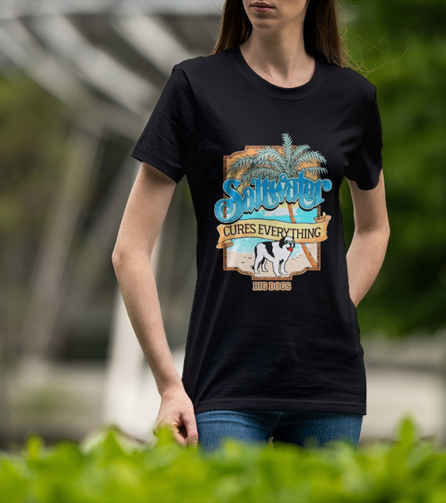 Saltwater Cures Everything Big Dogs Palm Beach Scene T-Shirt