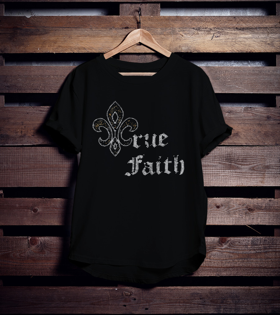 Crue Faith Fleur De Lis Rhinestone Ornament T-Shirt