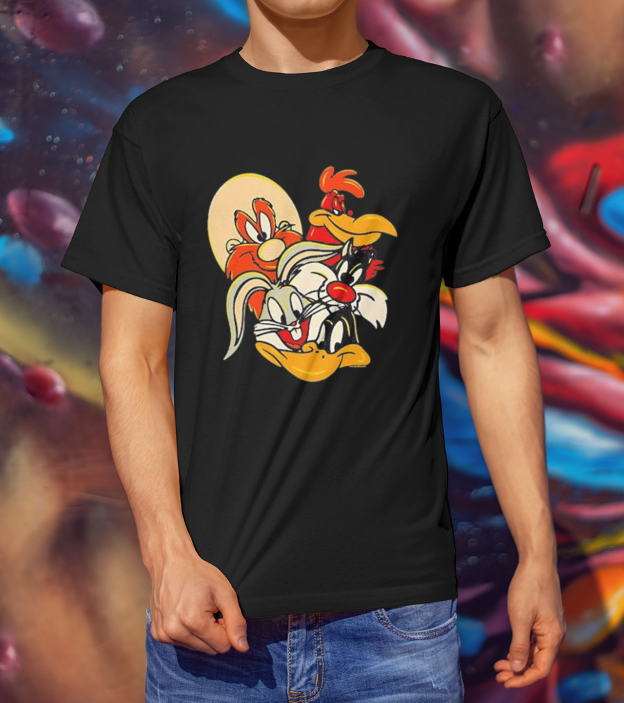 Looney Tunes Smiling Faces Bugs Bunny Sylvester Foghorn Leghorn Taz T-Shirt