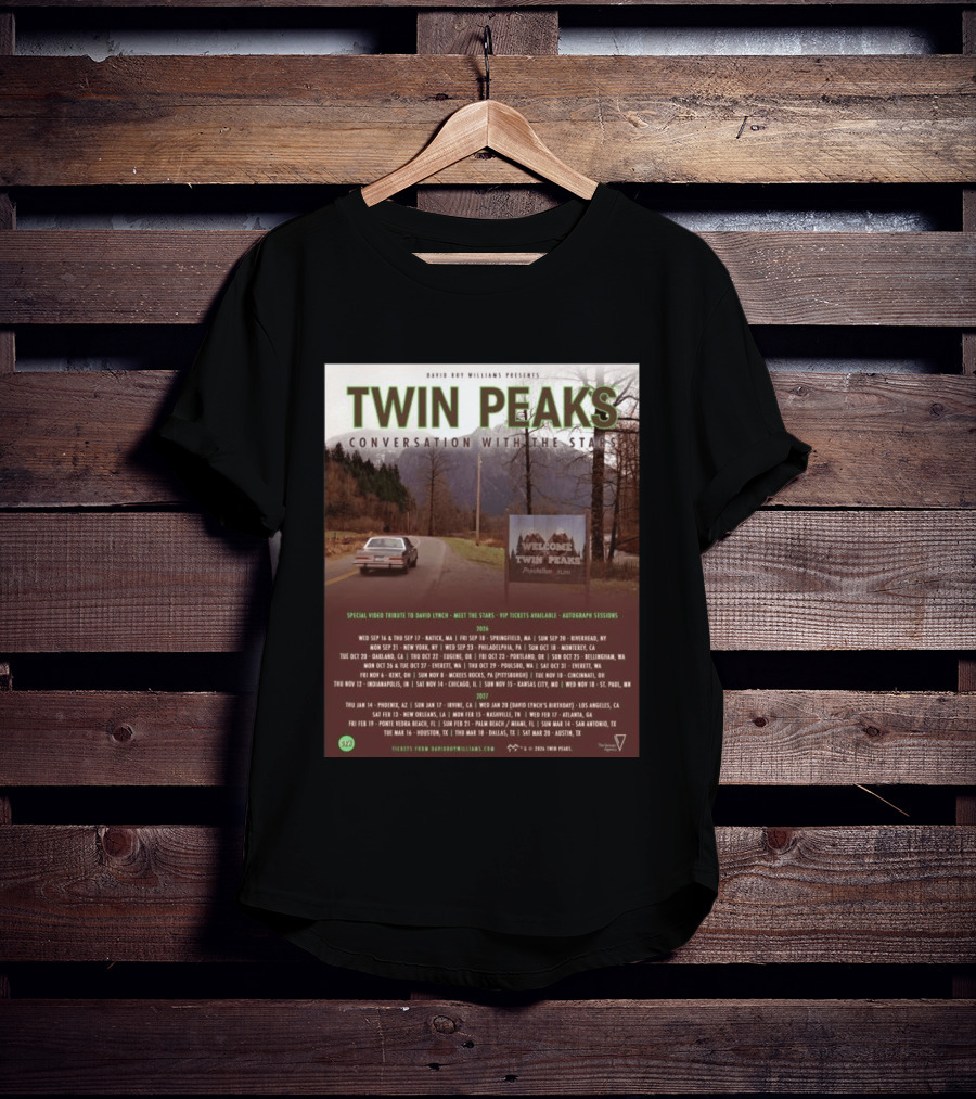David Roy Williams Presents Twin Peaks Conversation With The Stars Tour Featuring Special Tribute To David Lynch 2023 2024 T-Shirt