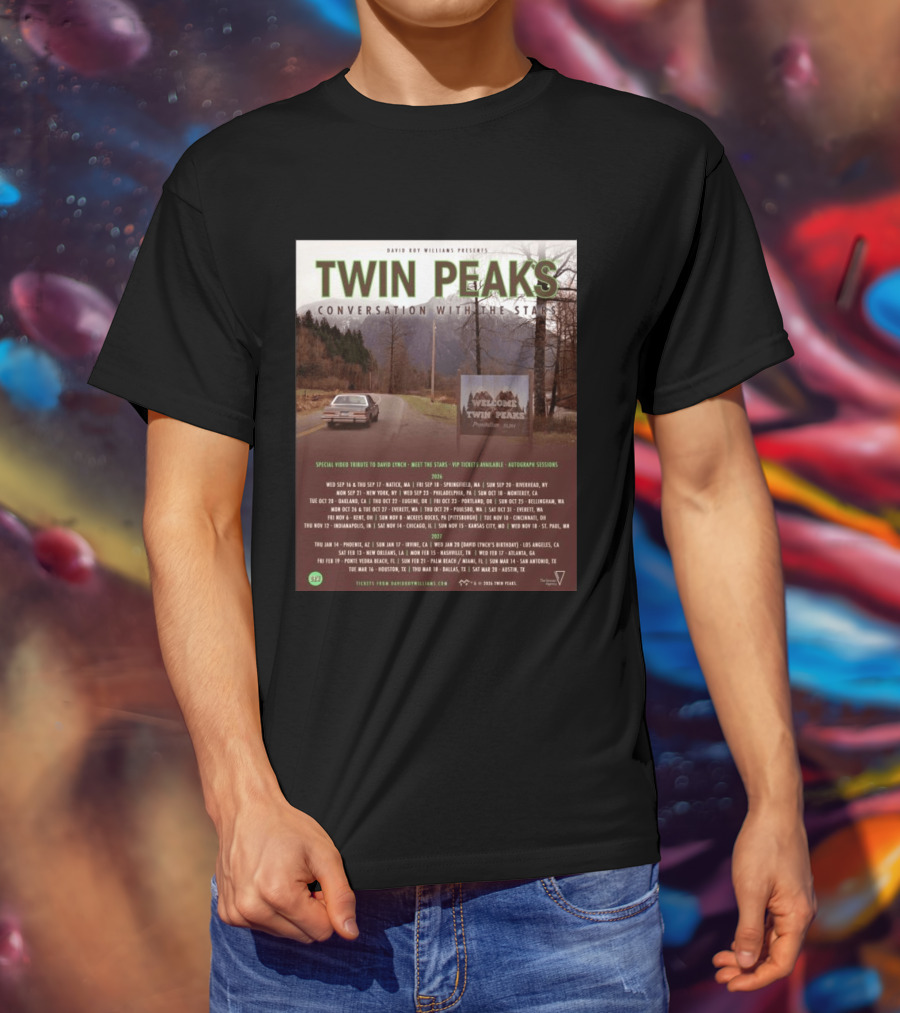 David Roy Williams Presents Twin Peaks Conversation With The Stars Tour Featuring Special Tribute To David Lynch 2023 2024 T-Shirt