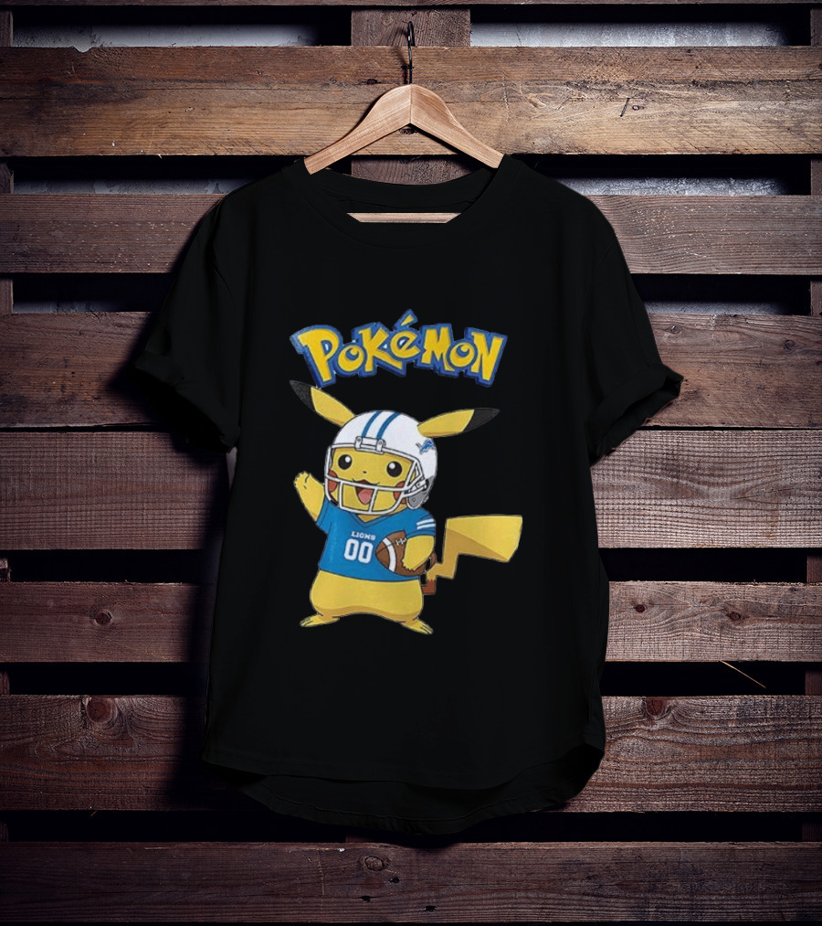 Detroit Lions Pokemon Pikachu Football Fan T-Shirt