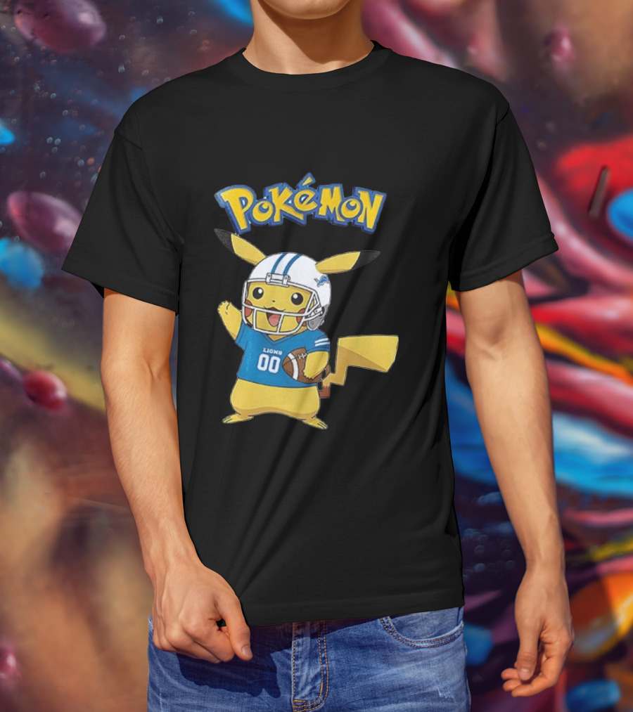 Detroit Lions Pokemon Pikachu Football Fan T-Shirt