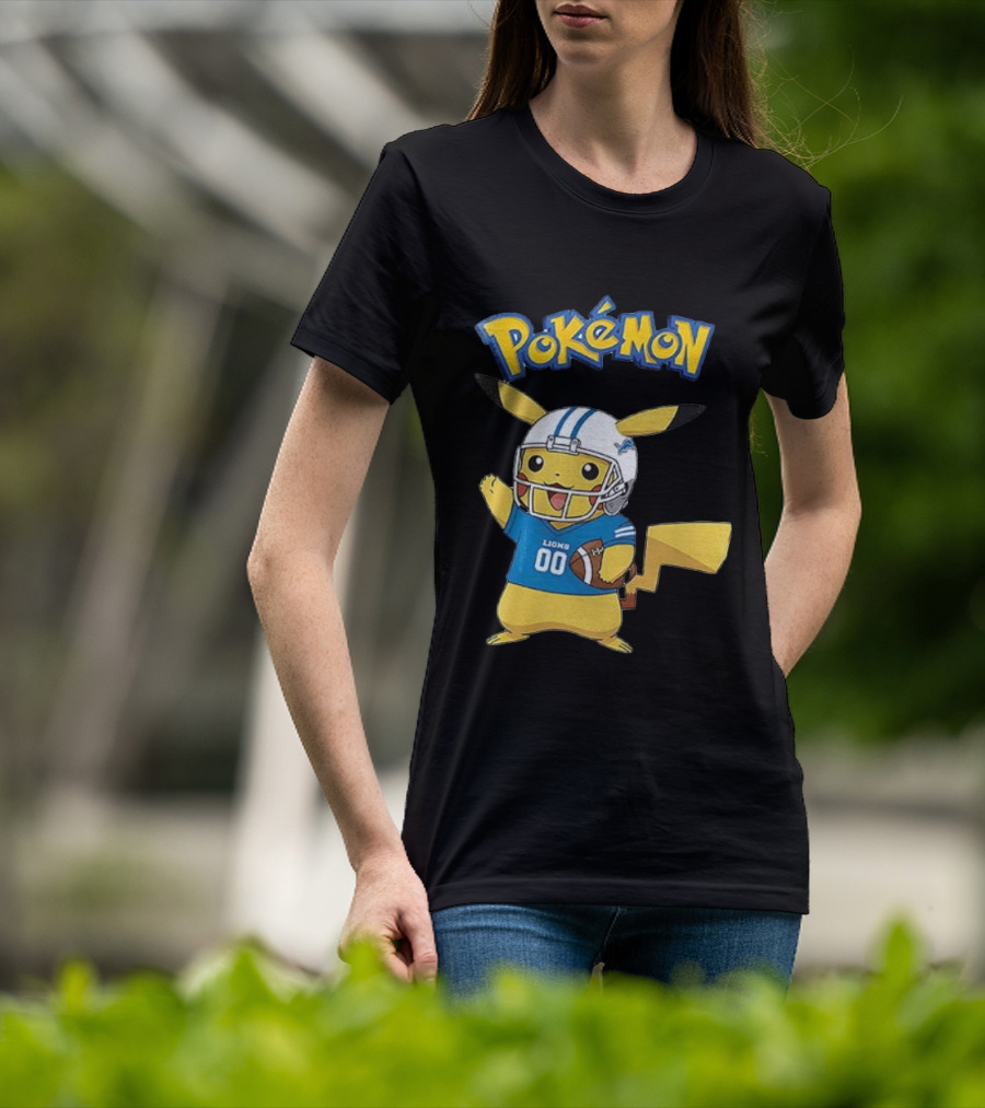Detroit Lions Pokemon Pikachu Football Fan T-Shirt