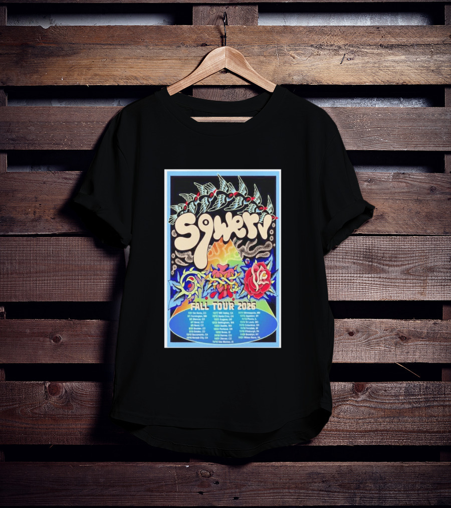 Squeaky Fall Tour 2026 Psychedelic With Rose And Leaf T-Shirt