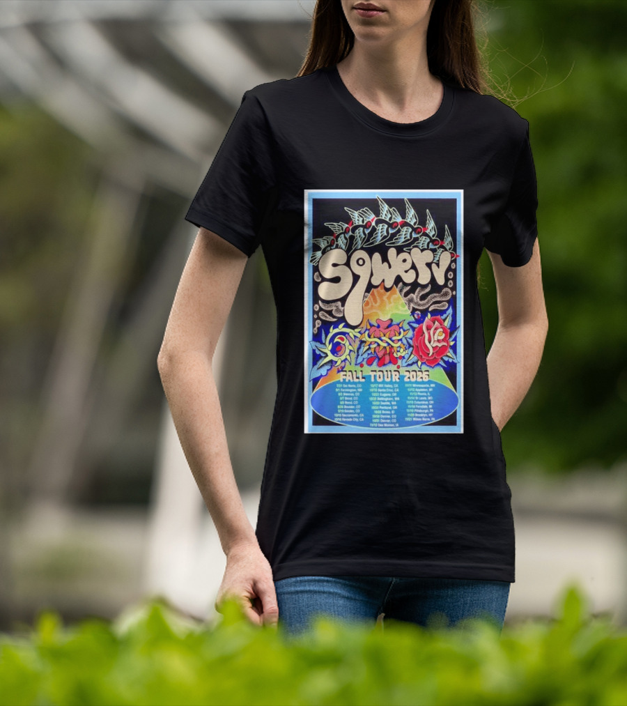 Squeaky Fall Tour 2026 Psychedelic With Rose And Leaf T-Shirt