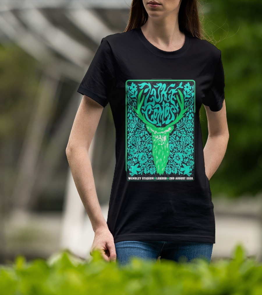 Luke Combs Wembley Stadium London August 2 2026 Deer Antlers Floral T-Shirt