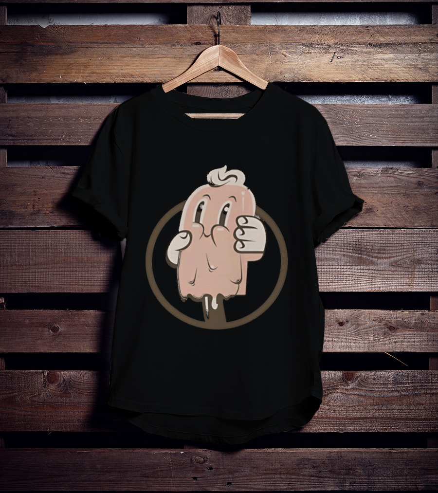 Melting Popsicle Cartoon Character With Circle T-Shirt