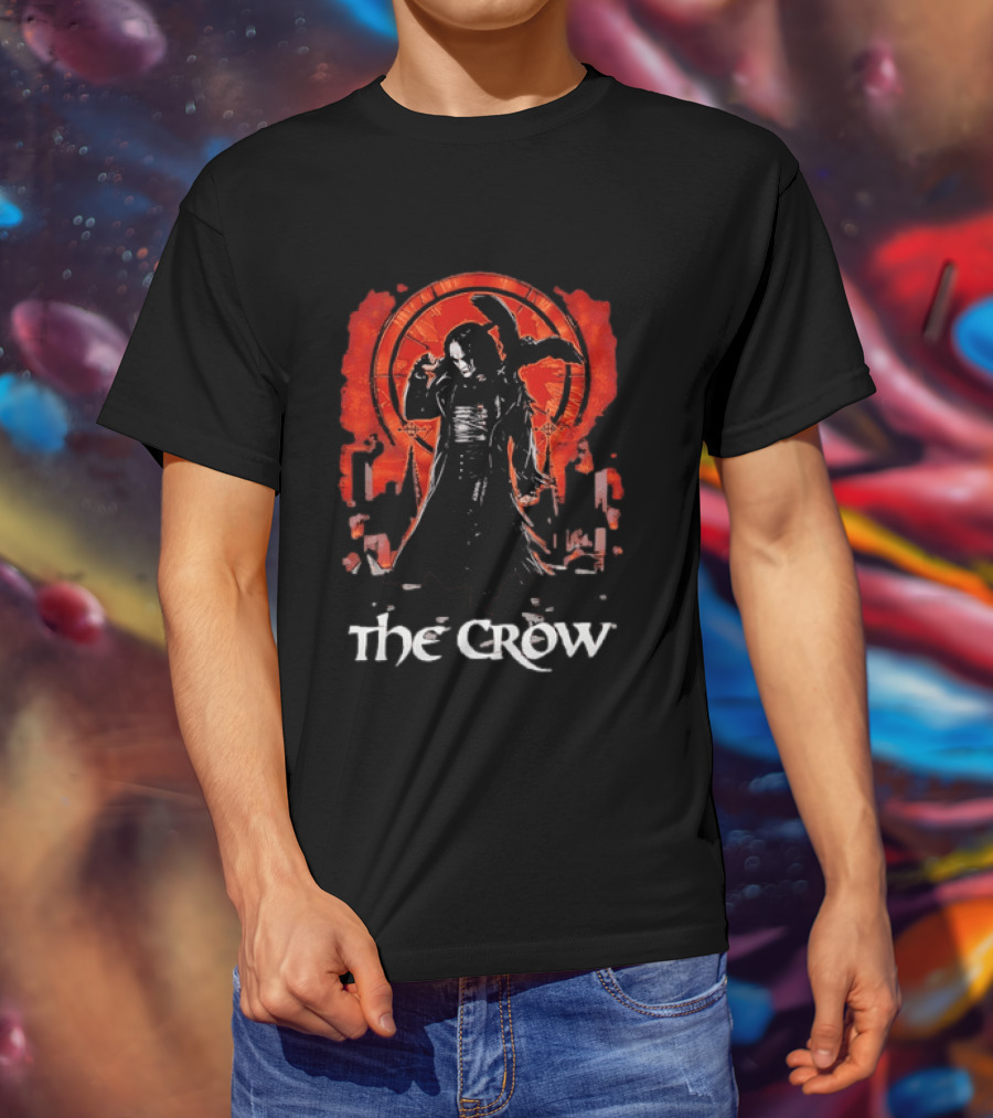 The Crow Brandon Lee Gothic Movie Iconic Dark Aesthetic With Red T-Shirt