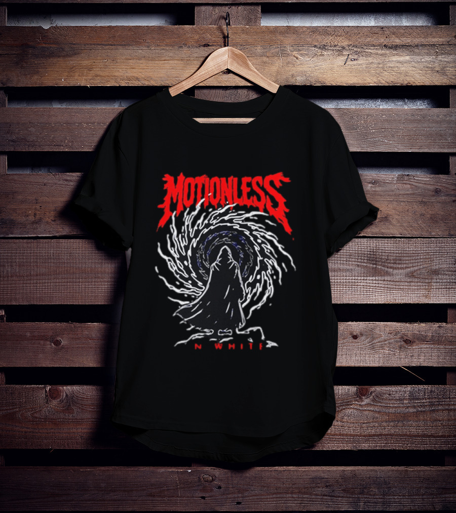 Motionless In White MIW The Sweat And Blood Tour 2026 Be Not Afraid Of The Dark Cloaked Figure Spiral T-Shirt