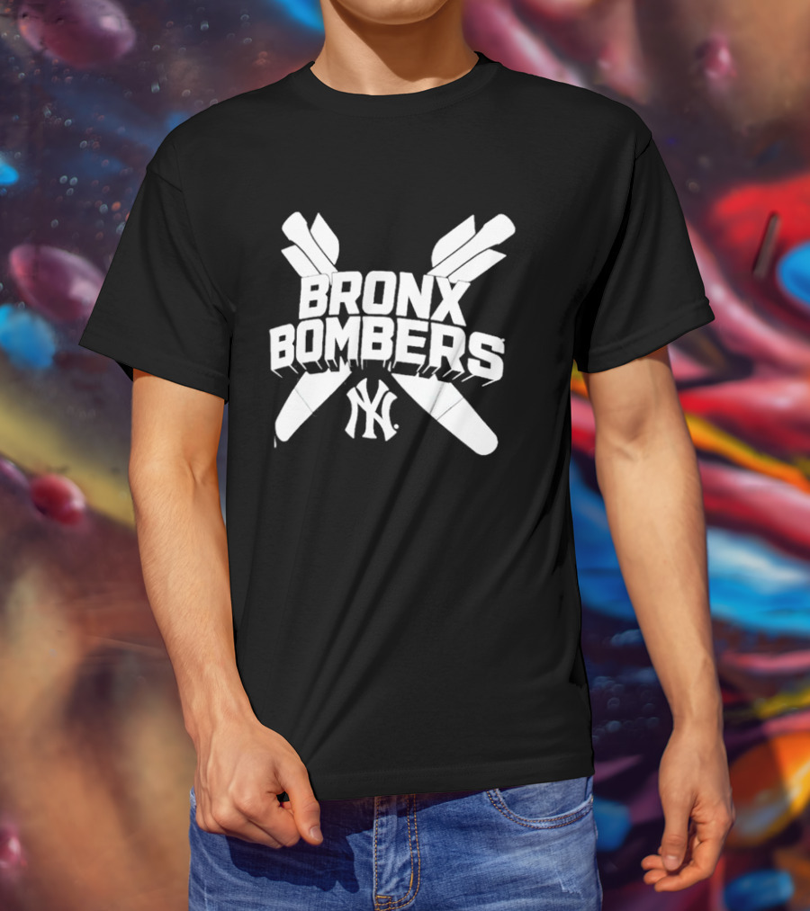 New York Yankees Bronx Bombers NY Logo With Baseball Bats T-Shirt