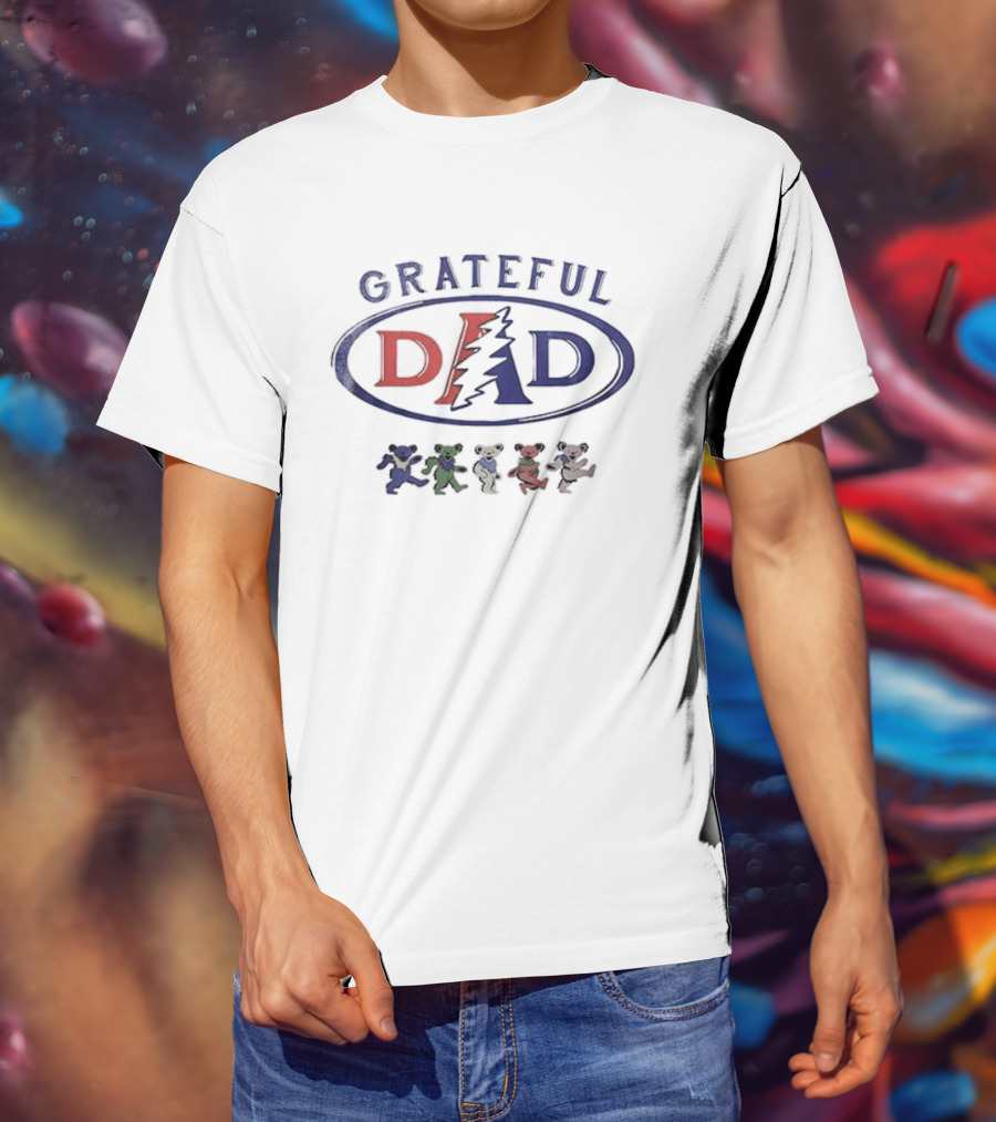 Grateful Dad Father's Day With Dancing Bears And Lightning Bolt T-Shirt