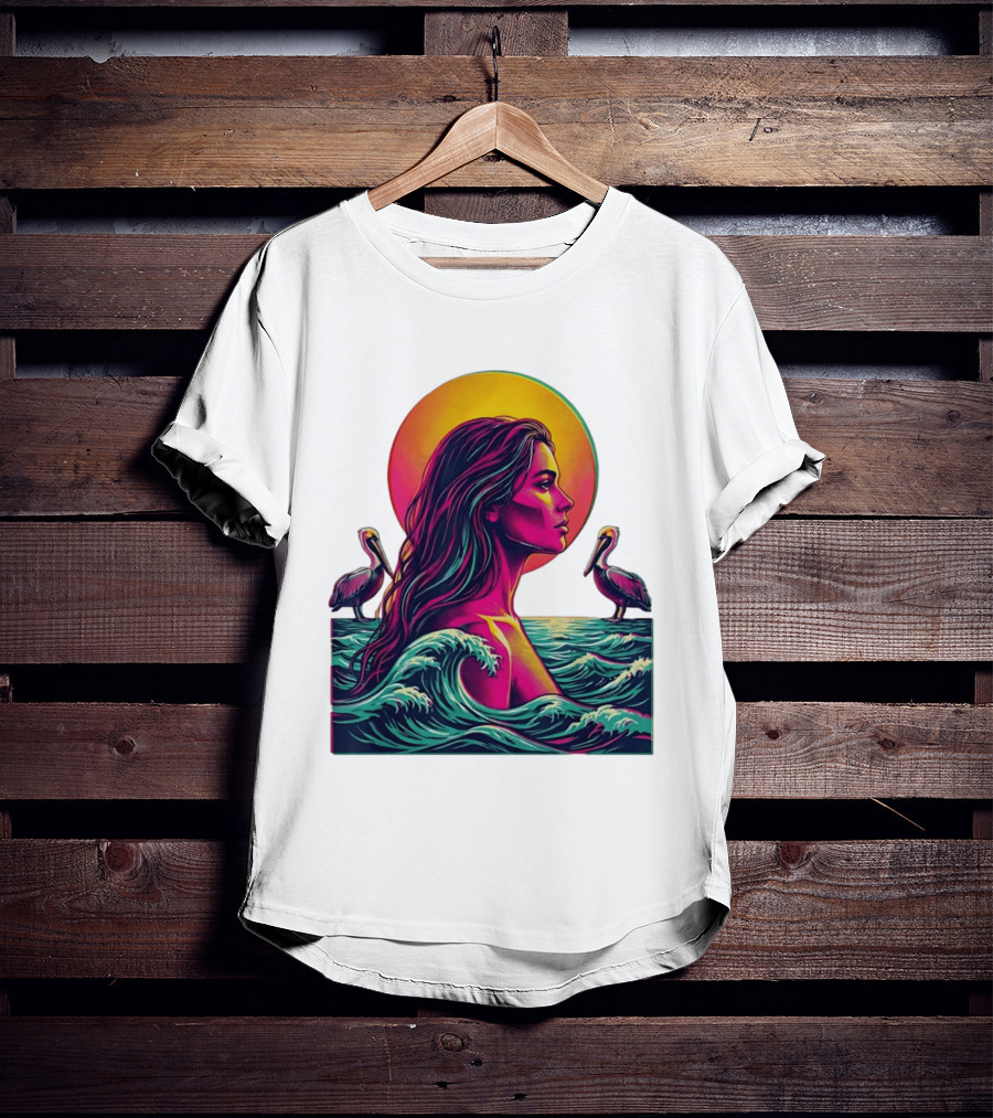Gulf Coast Sunset Pelican Waves Woman T-Shirt