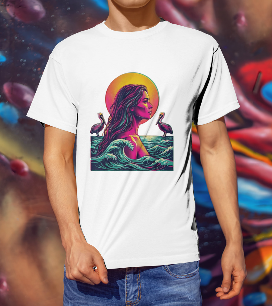 Gulf Coast Sunset Pelican Waves Woman T-Shirt