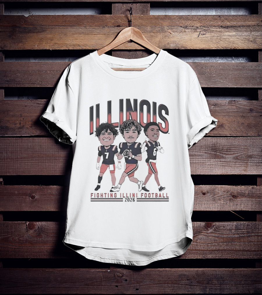 Illinois Fighting Illini Football 2026 Caricature Players Team Spirit T-Shirt