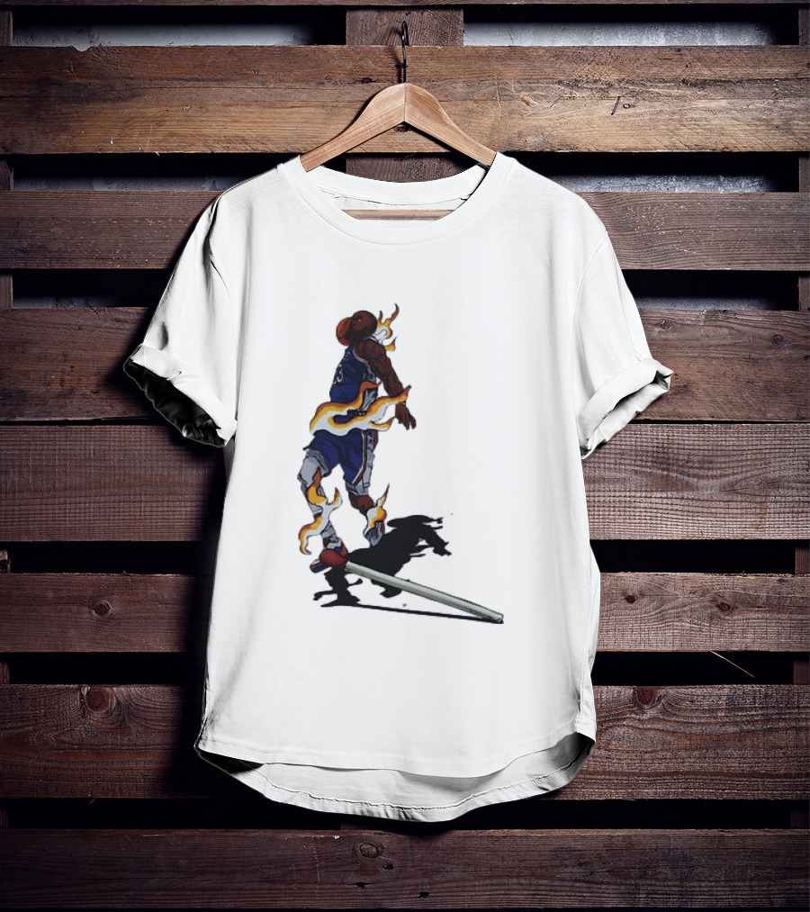 LeBron James Basketball Player Fiery Dunk Match Stick T-Shirt