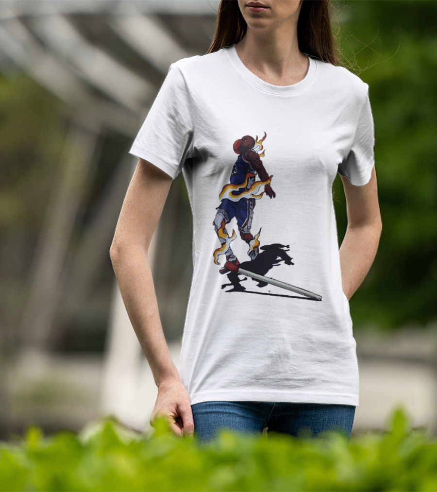 LeBron James Basketball Player Fiery Dunk Match Stick T-Shirt