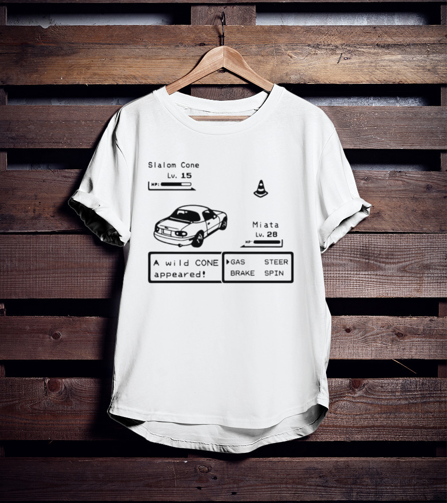 Miata Mazda NA A Wild Cone Appeared Pokemon Slalom Cone Gas Steer Brake Spin T-Shirt