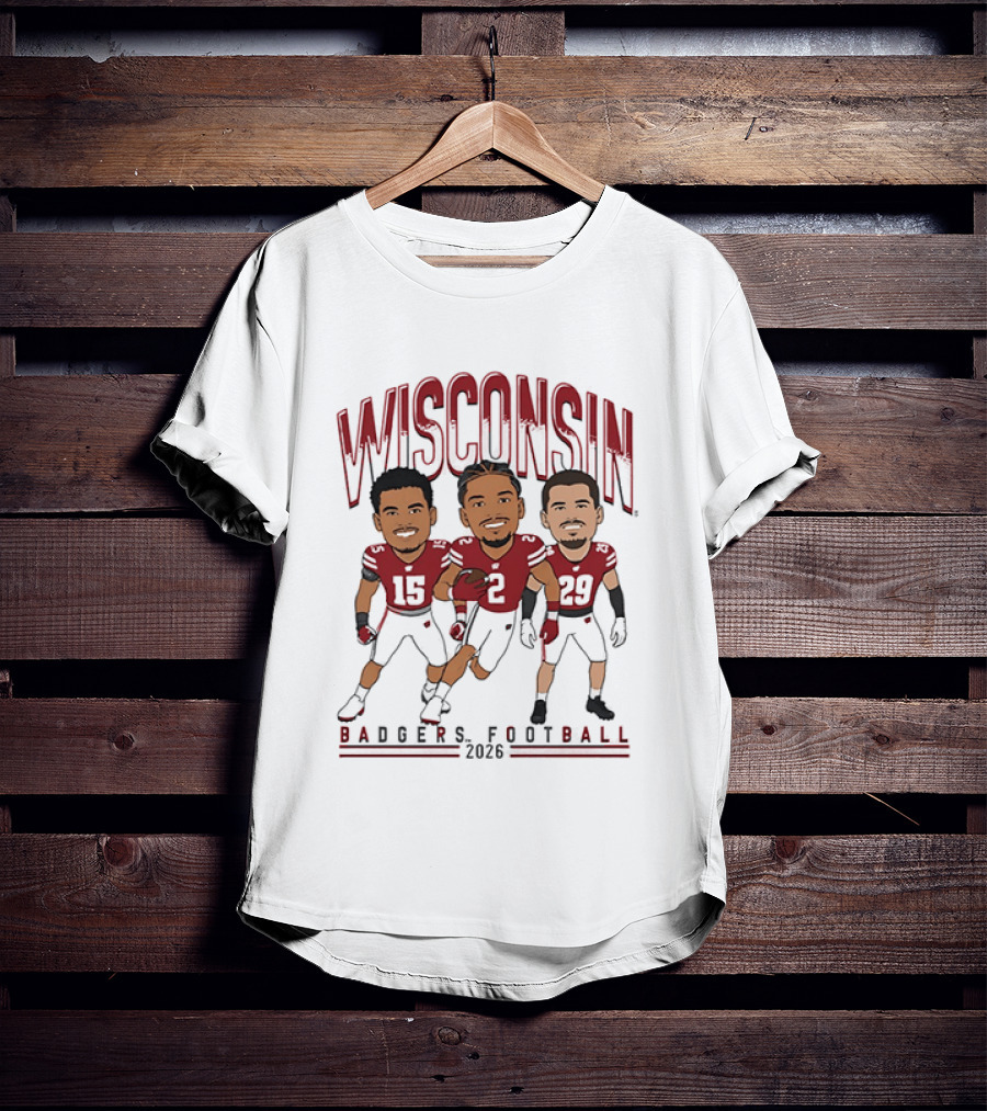 Wisconsin Badgers Football 2026 Players Caricature Team Spirit T-Shirt