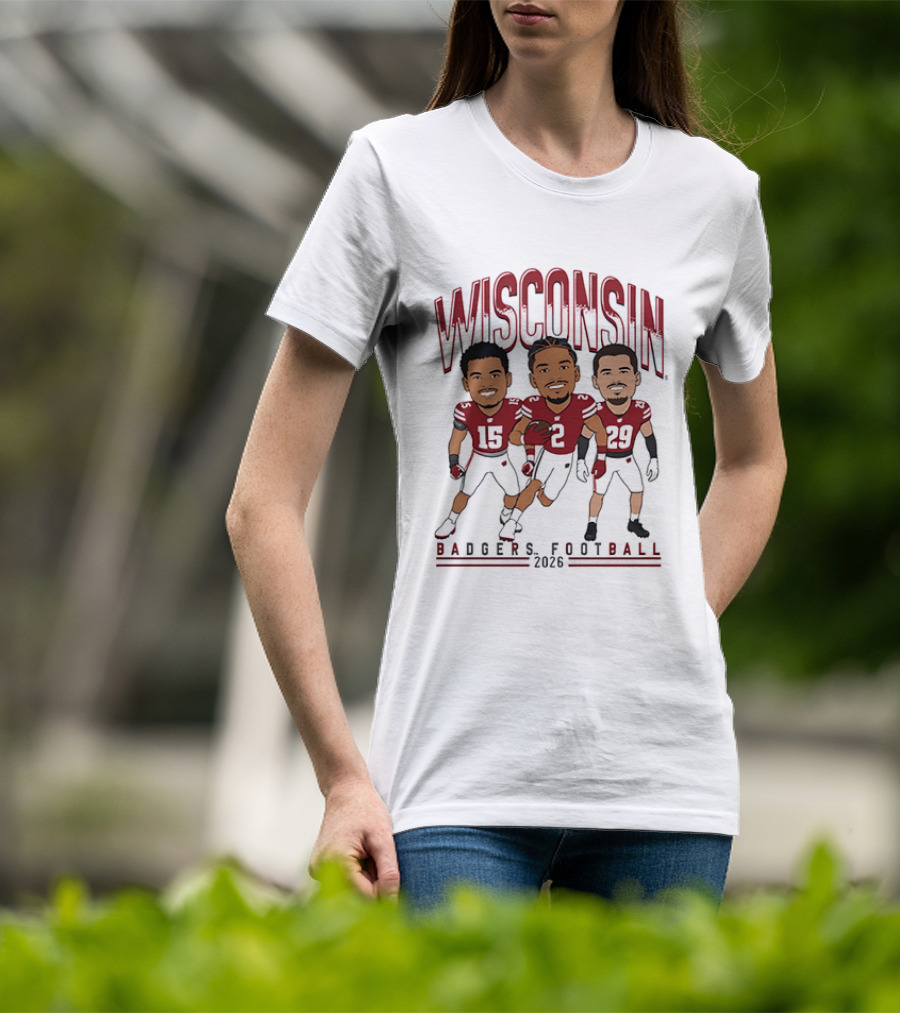 Wisconsin Badgers Football 2026 Players Caricature Team Spirit T-Shirt