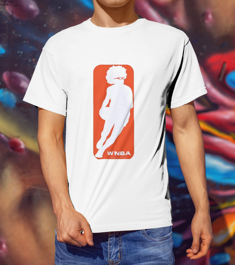 WNBA Maplewedgie Basketball Player White Silhouette On Orange T-Shirt