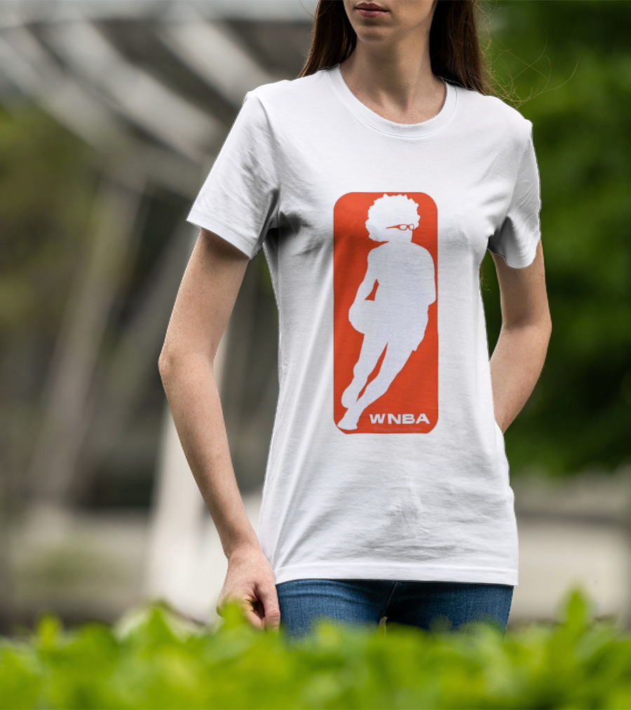 WNBA Maplewedgie Basketball Player White Silhouette On Orange T-Shirt