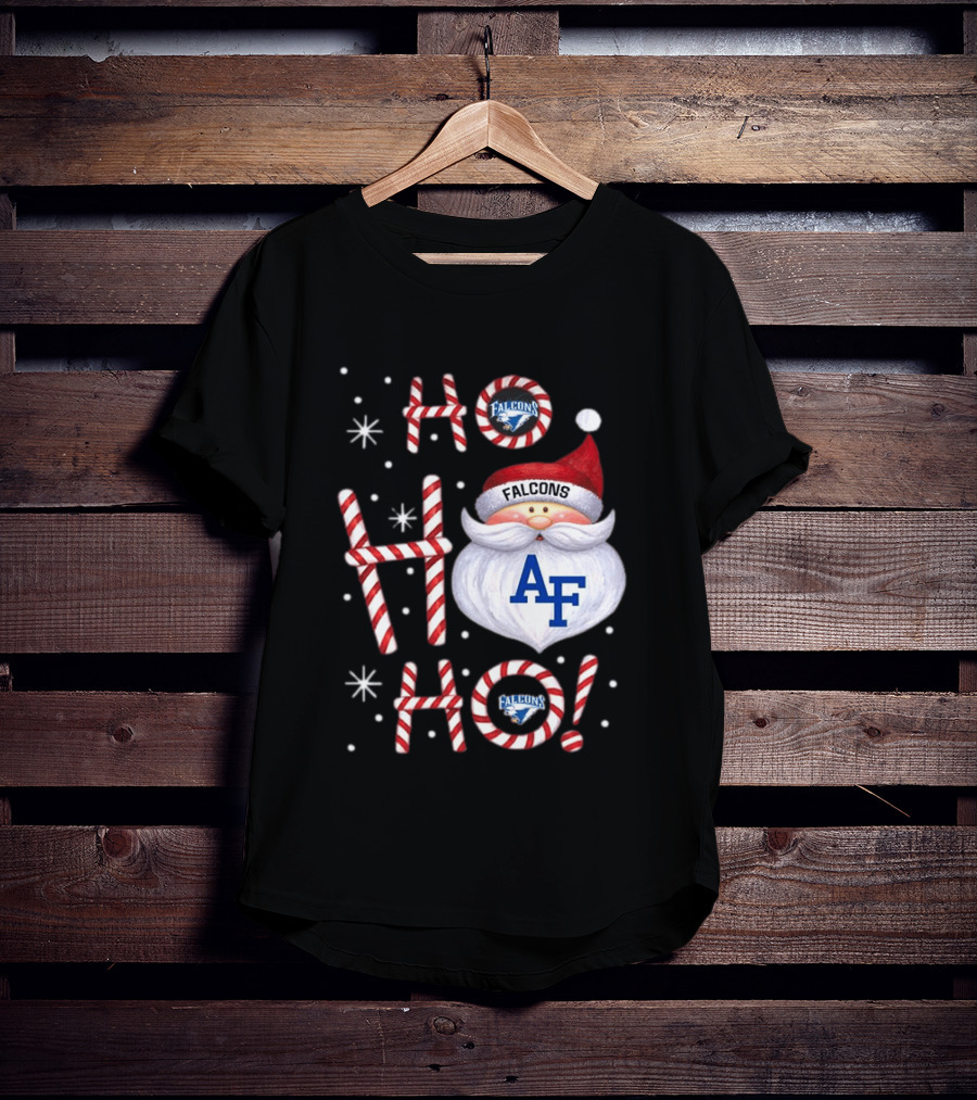 Air Force Falcons Christmas Santa Ho Ho Ho Peppermint Letters T-Shirt