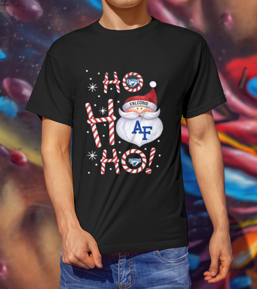Air Force Falcons Christmas Santa Ho Ho Ho Peppermint Letters T-Shirt