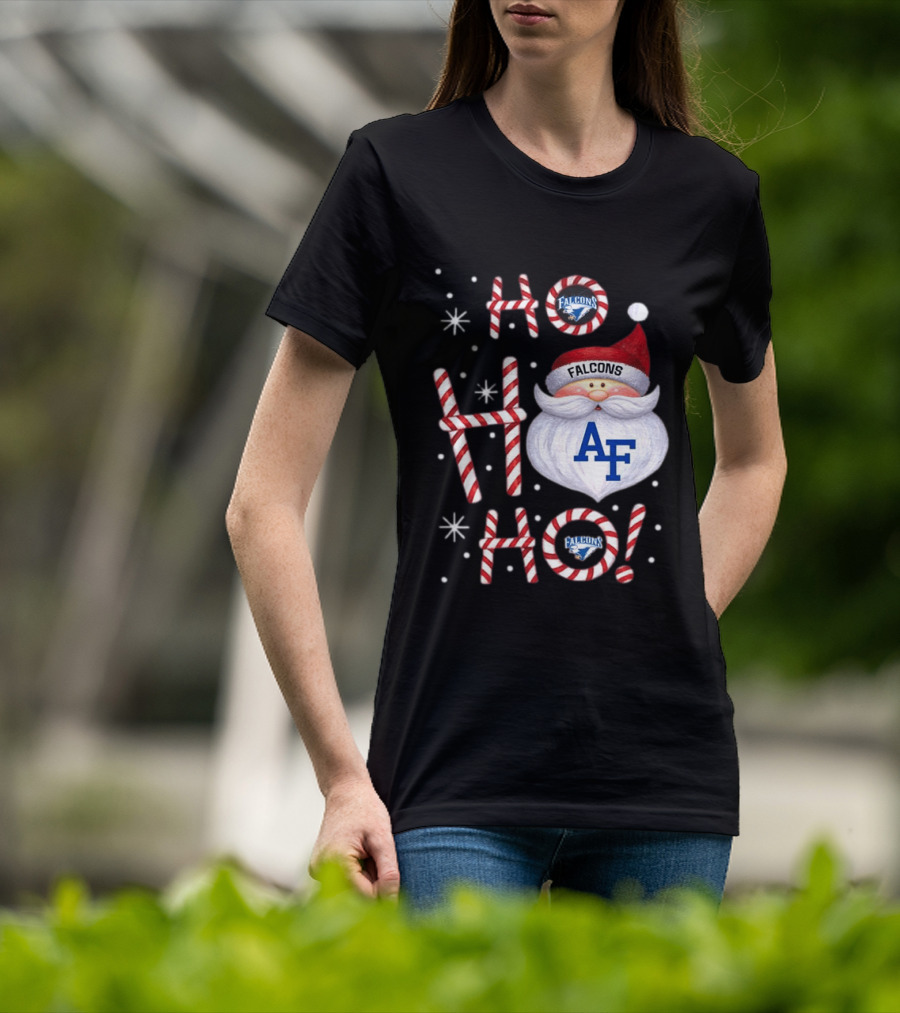 Air Force Falcons Christmas Santa Ho Ho Ho Peppermint Letters T-Shirt