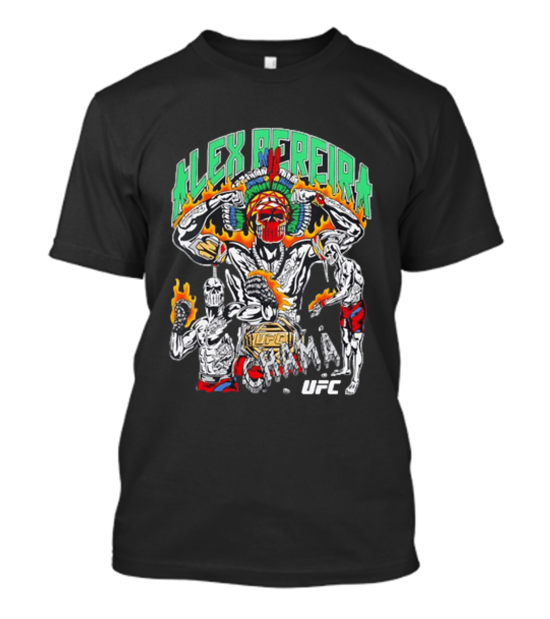 Alex Pereira Chama UFC Fighter Art With Flames And Traditional Headdress T-Shirt