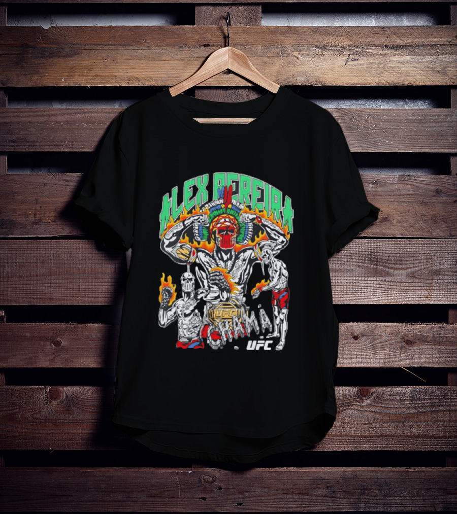 Alex Pereira Chama UFC Fighter Art With Flames And Traditional Headdress T-Shirt