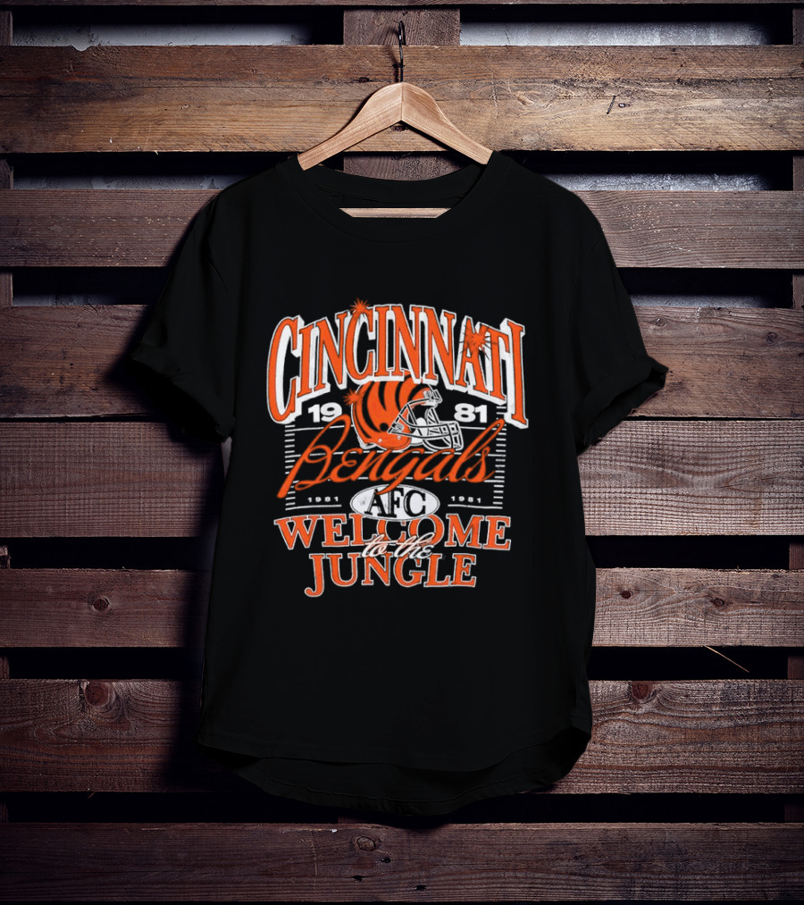 Cincinnati Bengals 1981 Welcome To The Jungle AFC Helmet T-Shirt
