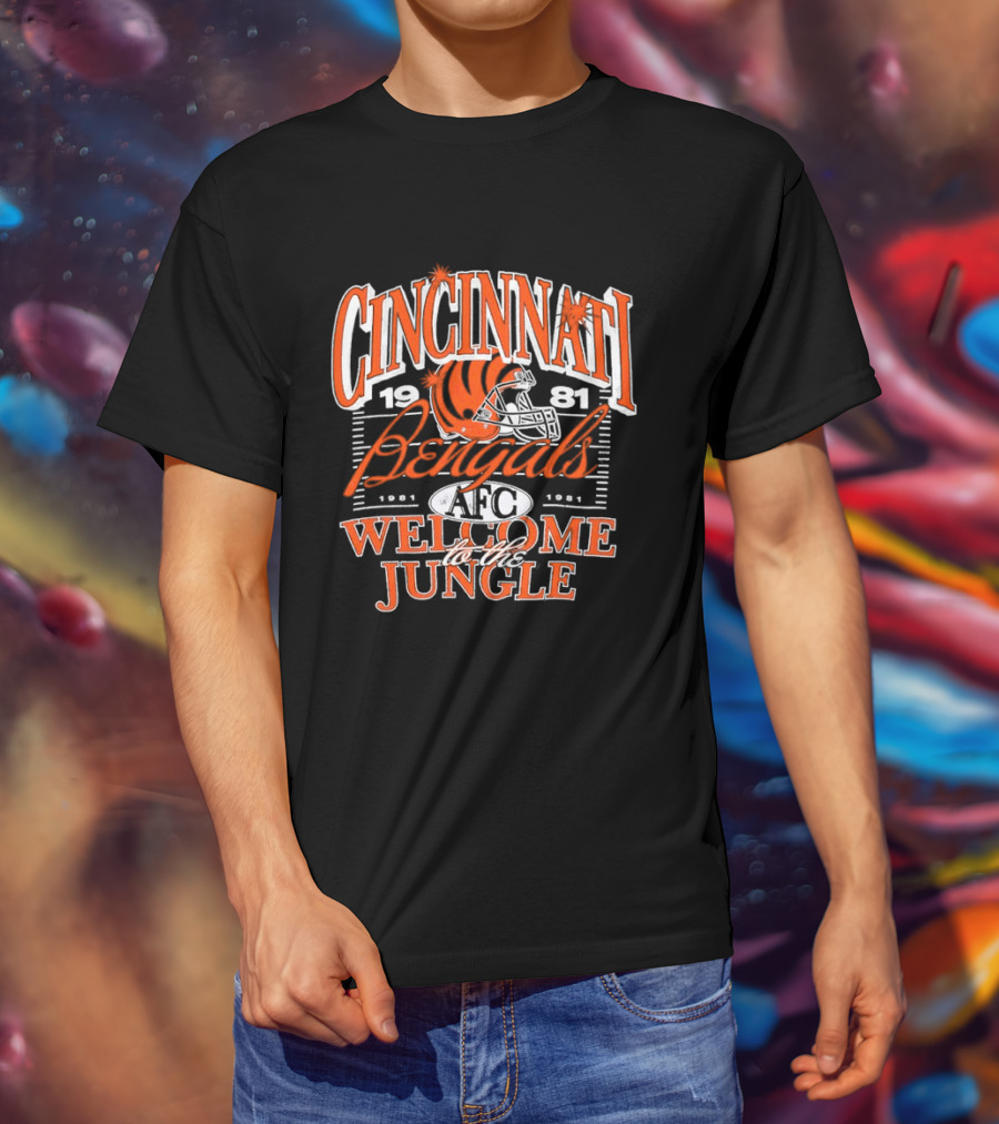 Cincinnati Bengals 1981 Welcome To The Jungle AFC Helmet T-Shirt