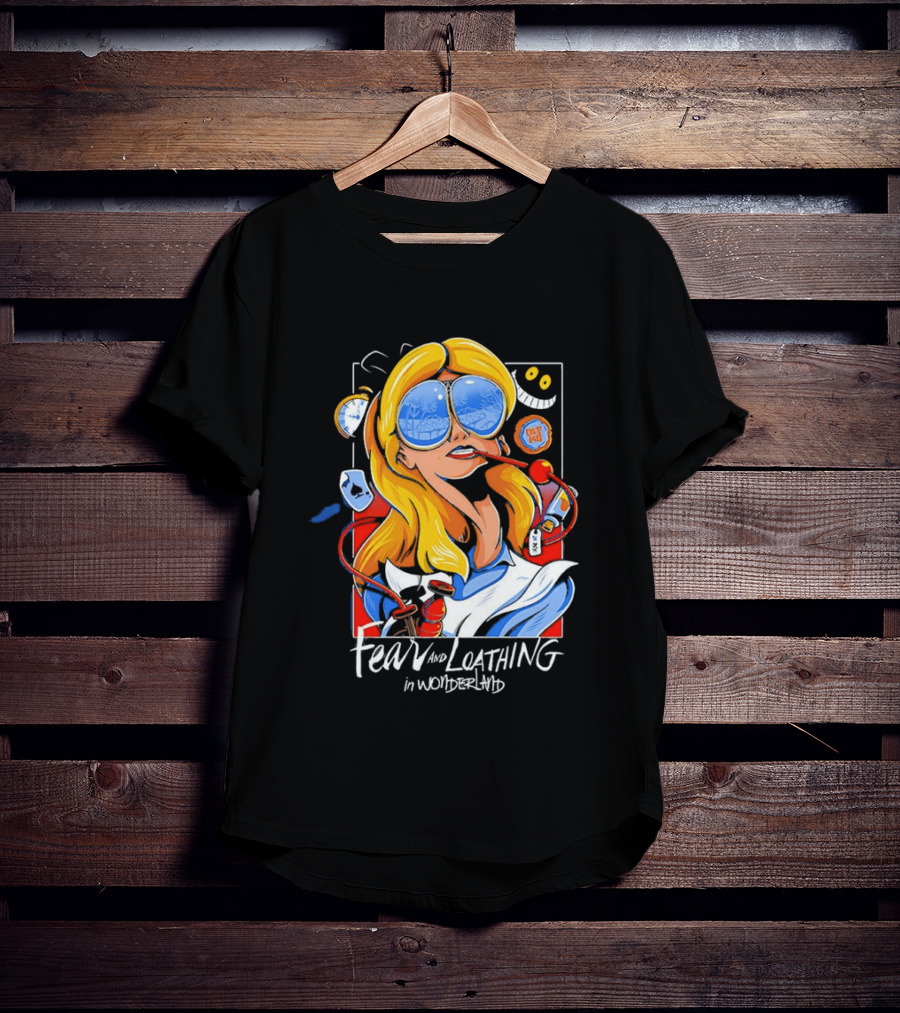 Alice Fear And Loathing In Wonderland Smoking Sunglasses Psychedelic T-Shirt