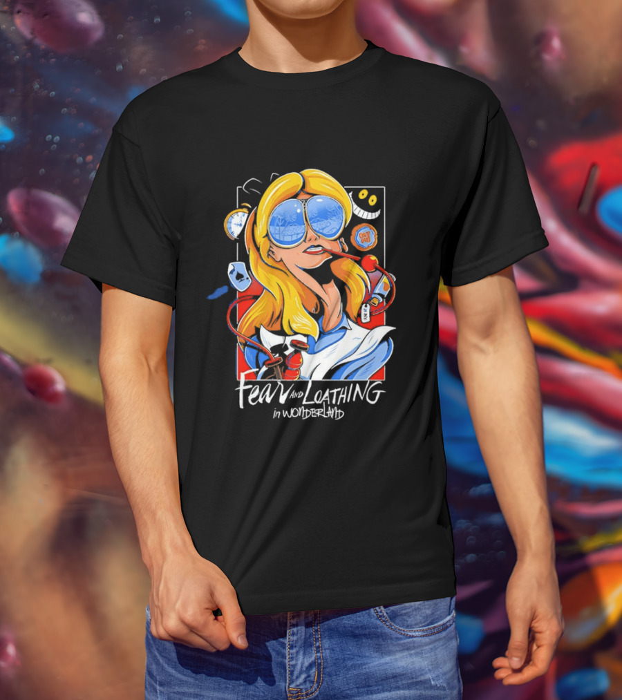 Alice Fear And Loathing In Wonderland Smoking Sunglasses Psychedelic T-Shirt