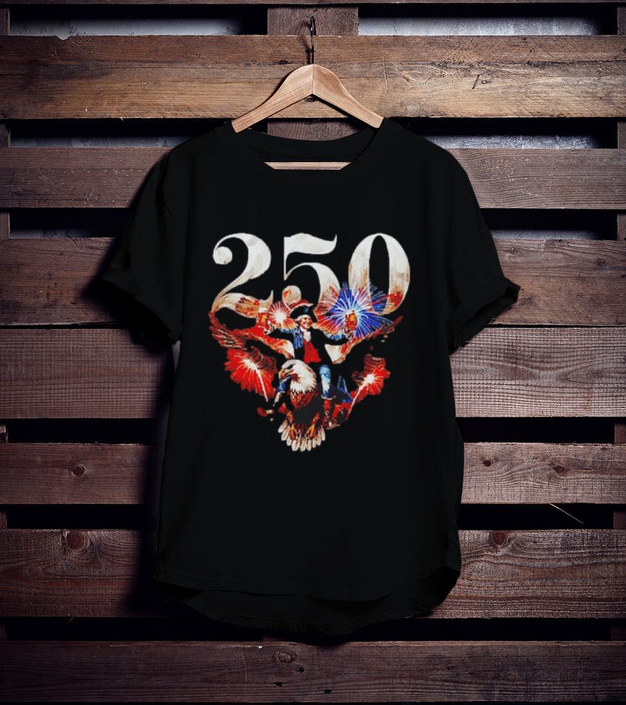 America 250 Ben Franklin Bald Eagle Fireworks T-Shirt